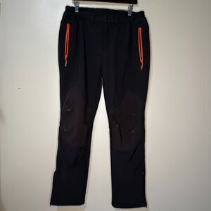 Gash Hao Pants Men 34x30 Black Fleece Lined Snow Winter Hiking Ankle Zip